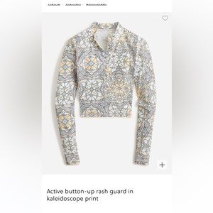 J CREW ACTIVE BUTTON-UP RASH GUARD IN KALEIDOSCOPE PRINT